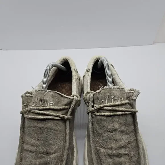 Hey Dude Wally Shoes Men’s Size 10 Natural Linen Khaki - Picture 4 of 8